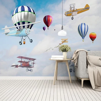 Foto personalizat Murală Tapet Pentru Copii, Sala de Desene animate Avion Balon Imagine Decor de Perete Pictura Băieți Dormitor Hârtie de Perete 3D