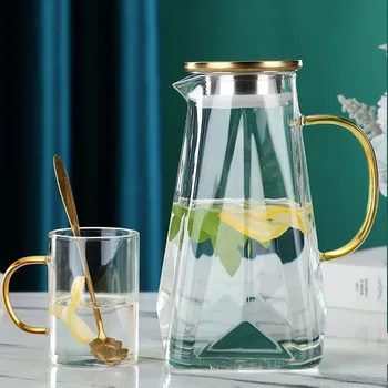 Ceainic de sticlă Cadouri de Craciun, Idei de Cana de Suc de Cristal Ibric de Cafea cu Lapte Cana ceainic de Sticlă 1800ML