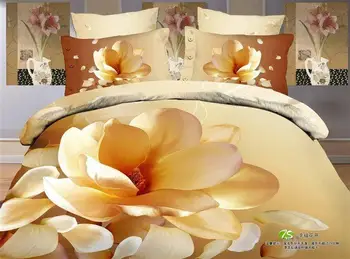 100%Bumbac 3D Set de lenjerie de Pat Florale Regina Pat King-size foaie, acoperi Plapuma Montate foaie lenjerie de pat parrure de aprins ropa de cama