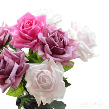 10buc/lot! 74cm mult 11cm mare real atinge Simțit de hidratare a crescut de flori de nunta artificiale decorative latex rose en-gros