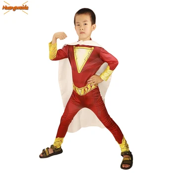 Film Shazam Costume copii Costum de Halloween Zentai Billy Batson super-Erou Cosplay Costum Baieti Body Zentai Rochie Fancy