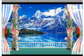 Personalizate 3d wallpaper 3d tv de perete de hârtie picturi murale munte de Zăpadă sfat 3 d peisagere TV stabilirea perete balcon decor