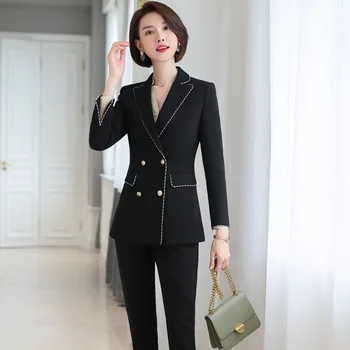 Femei costum profesional nou stil de înaltă calitate, cu mâneci lungi costum de birou de moda doamnelor salopete pentru femei costum din două piese utilaje