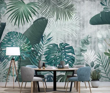 Personalizat murale 3D tapet Nordic mână-pictat planta tropicala frunze minimalist modern, dormitor, camera de zi cu TV de perete de fundal