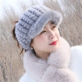 Toamna și Iarna Femei Naturala Nurca Blană Pălărie de sex Feminin de Înaltă Calitate, de Lux, Fete Cadou Vizor Capac Nou 2020 Design H25
