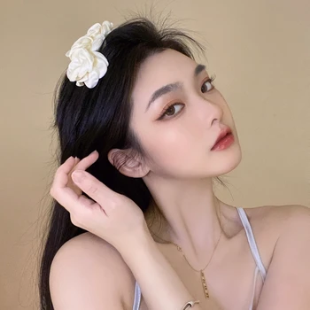 Nou stil francez retro camellia clip de păr floare de sex feminin a crescut înalt simț accesorii nisa clip de păr frizură clip de păr