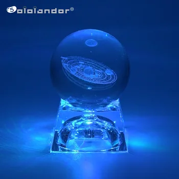 SOLOLANDOR 6cm 3D Gravate Galaxy sistem solar de Cristal lampă lumina de noapte luminos Ambarcațiunile de Sticlă rotund Sfera Decor Acasă lampa Cadou