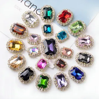 5 buc Aliaj Stras Mână cusute diamant bijuterii accesorii catarama octogonal cataramă de diamant manual diy îmbrăcăminte sac de materiale