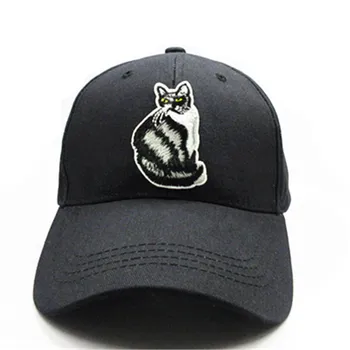Pisica neagra animale broderie de bumbac Casquette Șapcă de Baseball capac de hip-hop Reglabil Snapback Pălării pentru copii barbati femei 217