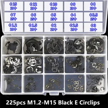 225pcs/Set M1.2-M15 Negru E Tip Inele Deschide Inelul De Fixare Șaibă