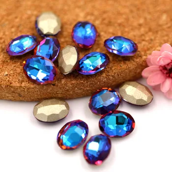 Noua Arta de Unghii de sticlă cristal pointback strasuri Violet albastru de lumină de formă Ovală pietre strass 50buc/pachet pentru Unghii DIY