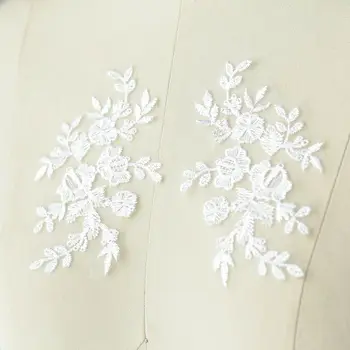 2 buc 12.5*7.5 cm broderie dantelă aplicatiile pentru nunta rochie de Flori dantelă patch-uri de decor parches pentru îmbrăcăminte