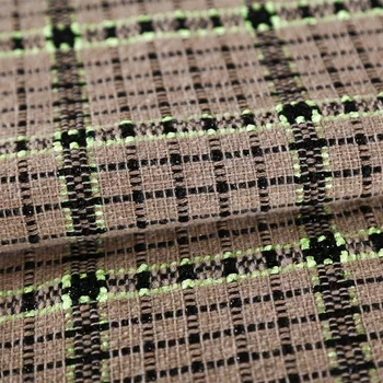 50x145cm Franța Cafea Și Negru Grilaj Fire Vopsite Tesatura Tweed Pentru Femei Jacheta de Toamna Costume Rochie Haina de BRICOLAJ de Cusut Material
