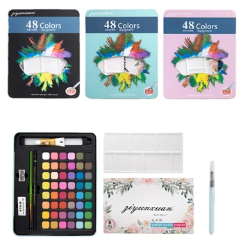 48 Culori Acuarela Solid Pigment de Artă Set Incepatori Speciale Cutie de Fier Perie Portabil Potrivit pentru Pictura in Acuarela
