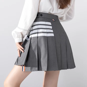 XS-4XL Noua Moda de Vara Femei Fusta Tb cu Dungi Gri Cutat Jupe Femme coreeană de Moda de Talie Mare Jk Faldas Cortas Mujer