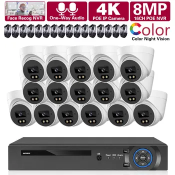 4K POE NVR 8MP aparat de Fotografiat CCTV, Sistem de Securitate Kit 16CH Kit NVR Culoare Viziune de Noapte Alertă e-Mail Camera IP de Supraveghere Video, Sistem