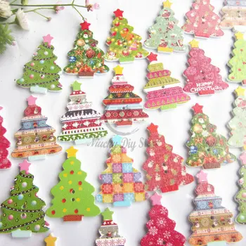 Nasturi decorativi 50pcs mixte de pomi de Crăciun butoanele de lemn de Crăciun accesorii decorative album ambarcațiuni diy materiale
