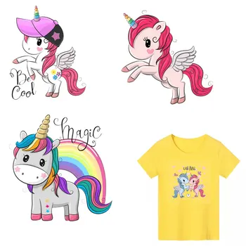 Unicorn Patch-uri de Îmbrăcăminte Aplicații de Animale Aplici copii Copii de Transfer de Căldură Autocolante Îmbrăcăminte Decor DIY T-shirt, Blaturi E