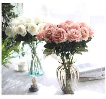 10 Buc Flori Artificiale de Mătase Floare Trandafir Buchet Real Atinge Fals Flori pentru Nunta Petrecere Acasă Decorare masa Decor de Masă