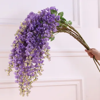 3Pcs 100cm lungime Artificiale Wisteria cu Flori Nunta Tavan Floare Material Hotel Sala de Perete Aranjament de Flori Decor
