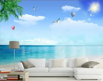 3d imagini de fundal fotografie personalizate murală Seascape Beach Pescărușul de Palmier Balon cu Aer Cald de fundal de decor acasă tapet pentru pereti 3d