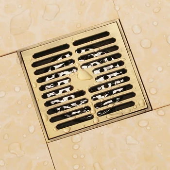 Antic alamă solidă 100 x 100mm pătrat anti-miros de scurgere de podea baie scurgere duș