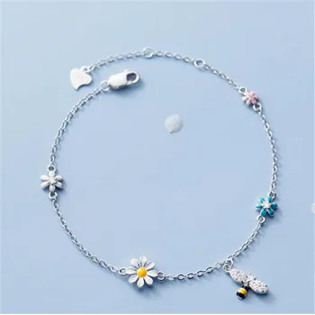 Argint Ciucure de Culoare Daisy Floare de Albine Farmecul Brățară Pentru Femei Fete Petrecere de Nunta la Modă Bijuterii Accesorii sl437