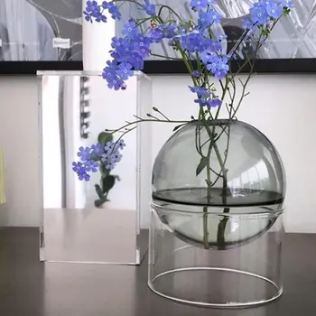 Fierbinte Nordic Sticlă Transparentă Vaza Living Aranjament De Flori Hidroponice Sferice Decor Creativ, Minimalist Desktop