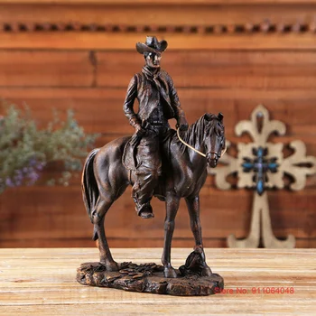 Vintage Decor Acasă Rășină Statuie American West Cowboy Călărie Figurina Cameră De Accesorii De Birou Ornamente Decor Statueta