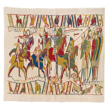 Agățat De Perete Bayeux Fragment Tapiserie Medievală Arte Decor Pentru Camera De Zi Dormitor Dormitor Apartament