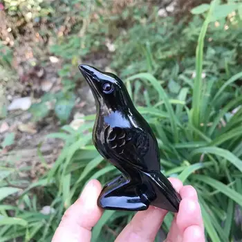 Piatră prețioasă naturale Figurine de Păsări Negru Obsidian Mini Animale de Piatră Și de Vindecare Cristale de Artizanat Sculptate Statuie Acasă Decor 1buc