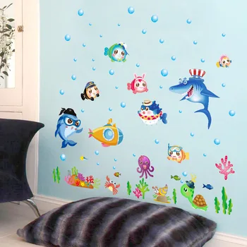 Toaletă, baie Autocolant Perete NEMO Pește de Mare Balon de Perete Autocolant de Desene animate Pentru Copii, Camere de Baie Decorațiuni murale