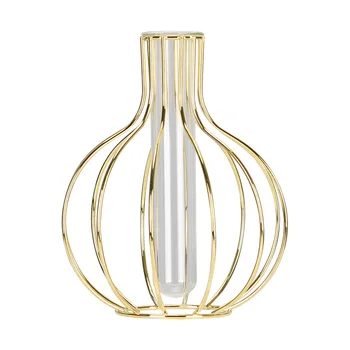 Nordic Simplu De Aur, Vaza De Sticla Hidroponice De Plante Vaza De Flori Fier Geometrice Eprubetă De Sticlă Metal Suport Planta Modern Decor Acasă
