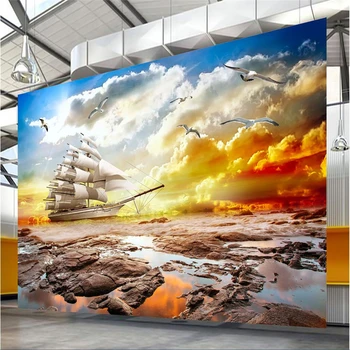 wellyu papel de parede tapet Personalizat Apus de soare frumusete windsurfing, navigatie peisaj natural living peretele din fundal