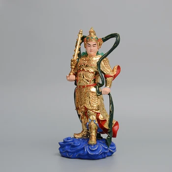 10 inch de mare, statuia Weituo Dharma protector Bodhisattva, rasina, culoare, pictura, Weituo Dharma protector, artizanat ornament