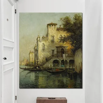 Imprimare Statiuni de Apă Orașul Veneția peisaj Marin Pictura in Ulei pe Panza Poster de Epocă Modernă CuadrosWall Art Imaginile pentru Camera de zi