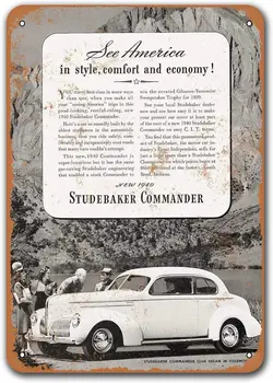 1940 Studebaker Comandant de Mașini de Epocă Tin Semne, Sisoso Plăci Metalice Poster Garaj Pub Retro de Perete Decor 12x16 inch