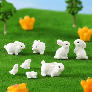 Mini Figurine Drăguț Miniatură Iepure De Desene Animate Micro Peisaj Ornamente Pentru Decor Acasă Animale Cameră Decoratiuni Birou Cadouri 1 Buc