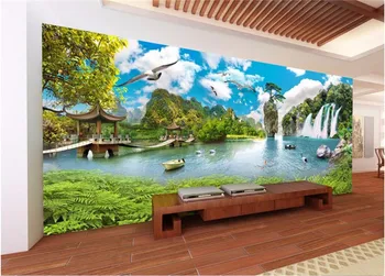 Camera de zi TV de fundal de hârtie de perete personalizate murală non-țesute monitorului Chineză peisaj peisaj 3d perete pânză