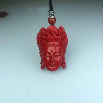 Roșu Natural Organic Cinabru Bodhisattva Pandantiv Colier Moda Amuleta Norocoasă