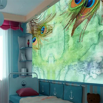 3D Hârtie de Perete Abstract Pene de Păun Personalizate Murală Decor Acasă Foto Tropical Tapet Decor Dormitor Tapet