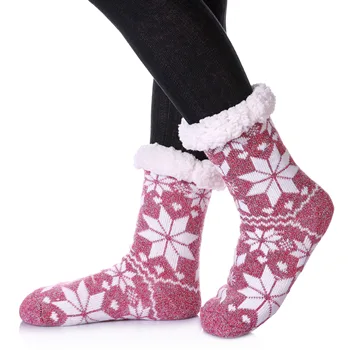 TANABATA Femei Zăpadă de Crăciun Șosete groase de Iarna Fulg de nea Ciorap Papuci de casă Moale Fuzzy Fleece Clești Șosete An Nou Fericit 2023