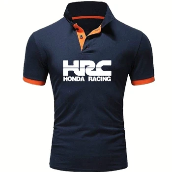NOUA Moda Barbati culoare Solidă maneca scurta HRC cursa de motociclete Masina Logo-ul de imprimare topuri de înaltă calitate din bumbac tricou polo