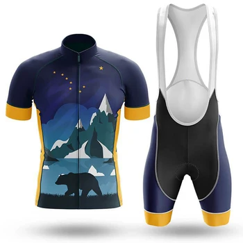 2022 ALASKA Bărbați Ciclism Jersey Set Profesional de Ciclism de Îmbrăcăminte iute Uscat de Vară cu Mâneci lungi Tricou Ciclism Salopete Scurte Gel Pad