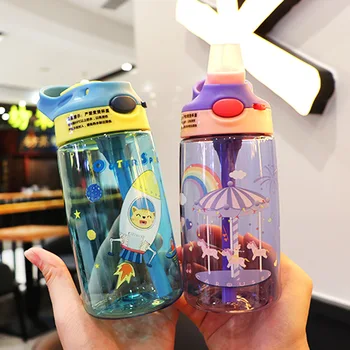 Desene animate Paie Cupa Minunat Tipărite Sticla de Apa de Plastic cu Capac și Mâner Platypus Viguros în Formă de Capac Portabil Ceașcă de Cafea