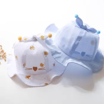 Noua Copilul De Vară Pălărie Găleată În Aer Liber Fată Pisica Drăguț De Imprimare Bumbac Pălărie De Protecție Solară Pentru Copii Reglabil Băiat De Pescar Pălărie