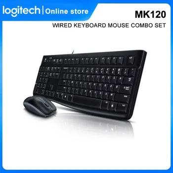 Logitech MK120 Tastatura cu Fir Mouse Combo Set Șoareci Optice Tastatura cu Fir Mouse-ul Pentru Computer