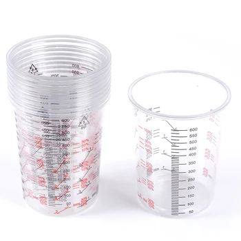 10buc Plastic Transparent Vopsea de Amestecare Cupe De Amestecare Precise De Vopsea Și Lichide 600ML Școală de Laborator Cupe