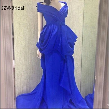 Elegant Personalizat V Gât albastru Regal rochie de Seara 2023 Arabia arabe Seara goens Plus dimensiune Vestido de festa imagine Reală