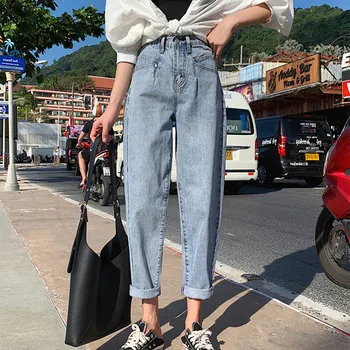Femei Blugi Cu Talie Înaltă Haine Largi Picior Îmbrăcăminte Denim Albastru Streetwear Vintage De Calitate 2021 Moda Harajuku Pantaloni Drepte